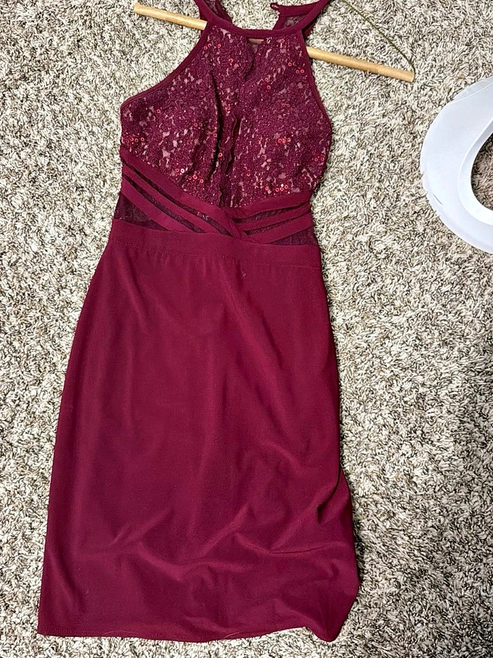 Lace Bodice Burgundy Like New Dress
